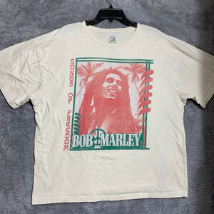 Men's Zion Rootswear Bob Marley Short Sleeve Tee XXL Off-White Red